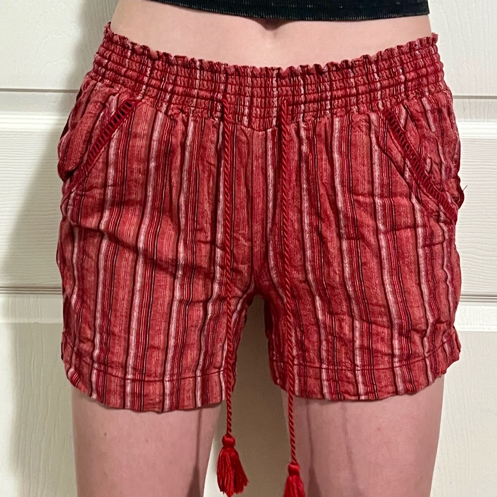 Red Striped Women's Shorts